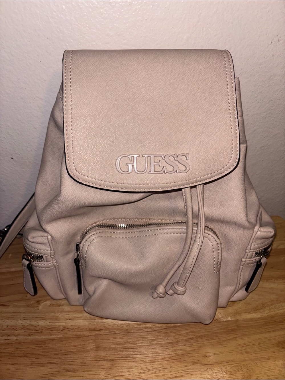 GUESS Light Pink Faux Leather Backpack